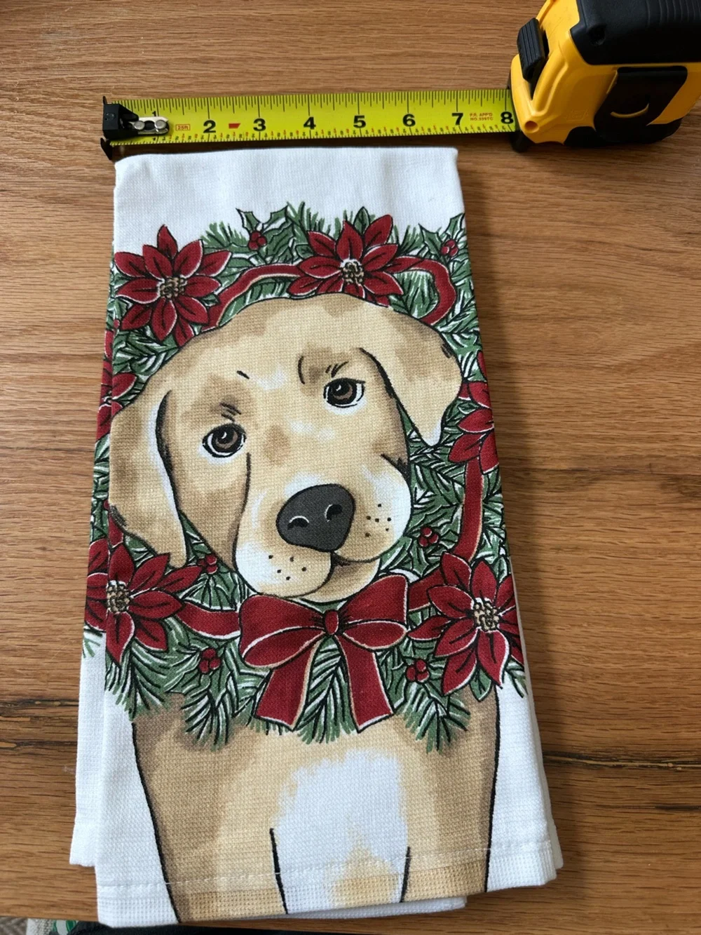 Holiday Labrador Dog Decorative Tea Towel - Red & Green
